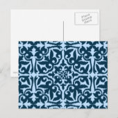 Carte Postale Ikat damask pattern - Indigo foncé et bleu clair (Devant / Derrière)
