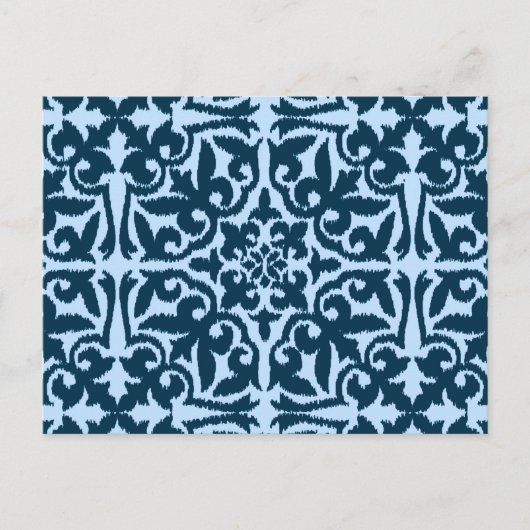 Carte Postale Ikat damask pattern - Indigo foncé et bleu clair (Devant)