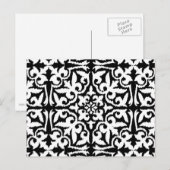 Carte Postale Ikat damask pattern - noir et blanc (Devant / Derrière)