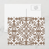 Carte Postale Ikat damask pattern - Taupe Tan et Blanc (Devant / Derrière)