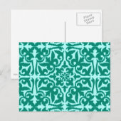 Carte Postale Ikat damask pattern - Turquoise et Aqua (Devant / Derrière)