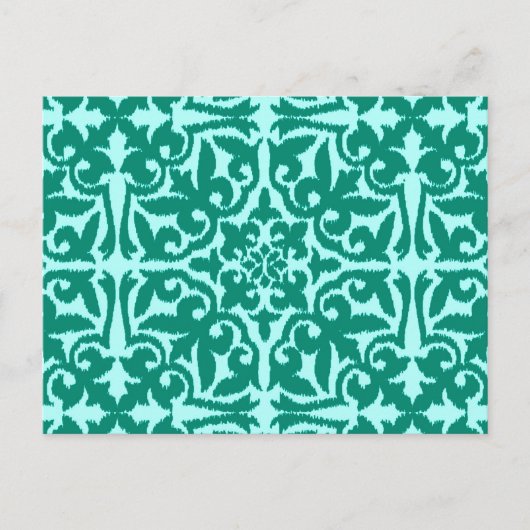 Carte Postale Ikat damask pattern - Turquoise et Aqua (Devant)