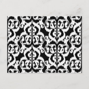 Carte Postale Ikat Damassé mauresque - blanc et noir