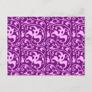 Carte Postale Ikat Floral Damask - Orchidée et violet
