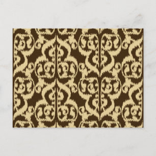 Carte Postale Ikat Moorish Damask - chocolat brun et bronze