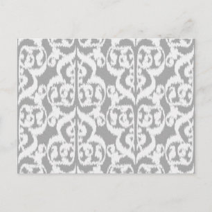 Carte Postale Ikat Moorish Damask - gris argenté et blanc