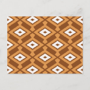 Carte Postale Ikat Motif - Brown, rouille et crème