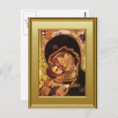 Carte Postale Ikon de la Vierge Marie et l'enfant Jésus (Devant / Derrière)