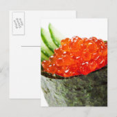 Carte Postale Ikura (Saumon Roe) Gunkan Maki Sushi (Devant / Derrière)