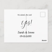 Carte Postale Il a demandé elle a dit oui engagement simple mini (Dos)