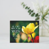 Carte Postale Il a RISEN Bible Verse Tulips Pâques (Debout devant)