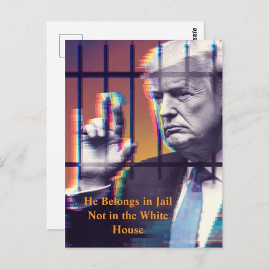 Carte Postale Il Appartient En Prison Glitch Art Derrière Les Ba (Devant / Derrière)