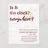 Carte Postale Il est 6'o horloge partout drôle de retraite perso (Devant)