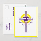 Carte Postale Il Est Ressuscité Croix Verset Biblique Pâques Nom (Devant / Derrière)