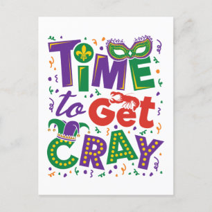 Carte Postale Il est temps d'obtenir Cray Crawfish Mardi Gras