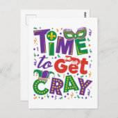 Carte Postale Il est temps d'obtenir Cray Crawfish Mardi Gras (Devant / Derrière)