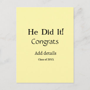 Carte Postale il l'a fait félicitations remise des diplômes nom