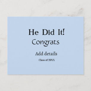 Carte Postale il l'a fait félicitations remise des diplômes nom