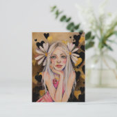 Carte Postale Il M'Aime, Il M'Aime Pas De Peinture Originale, (Debout devant)