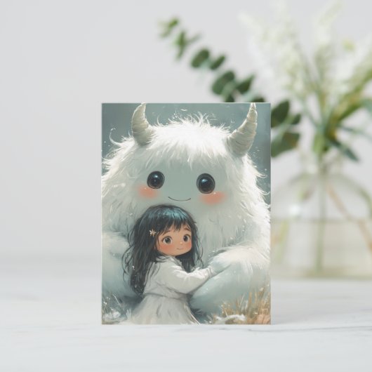 Carte Postale Il Me Garde En Sécurité Petite Fille Son Ami Monst (Debout devant)