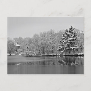 Carte Postale Il neige sur le lac, Monochrome Panoramique