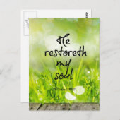 Carte Postale Il restorera mon âme Bible Verse Écriture (Devant / Derrière)