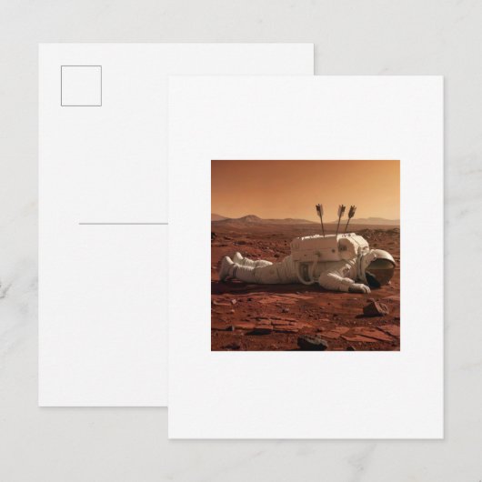 CARTE POSTALE IL Y A DE LA VIE SUR MARS (Devant / Derrière)