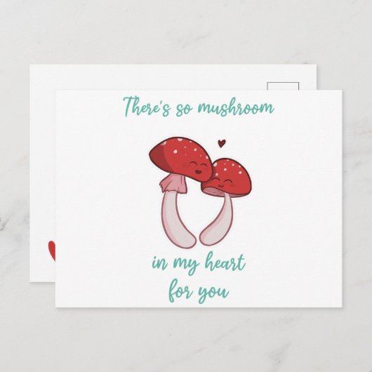 Carte Postale Il y a tellement de champignons dans mon coeur pou (Devant / Derrière)