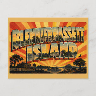 Carte Postale Île Blennerhassett WV Manoir Forêt Rivière Art