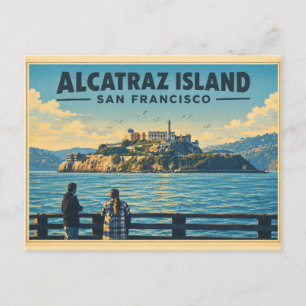 Carte Postale Île d'Alcatraz San Francisco Vintage Californie