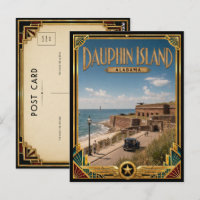 Île Dauphin Alabama Art Déco Vintage Âge d'Or