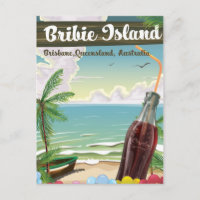 Île de Bribie Australie affiche de voyage vintage