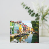 Carte Postale Île de Burano près de Venise, Maisons Arc en Ciel  (Debout devant)