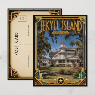 Carte Postale Île de Jekyll Géorgie Art Déco Vintage Âge d'Or