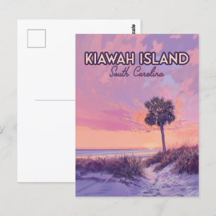 Carte Postale Île de Kiawah Caroline du Sud Palmier