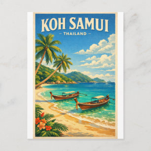 Carte Postale Île de Koh Samui, Thaïlande rétro