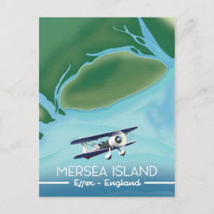 Carte Postale Île de Mersia, affiche de voyage de style vintage