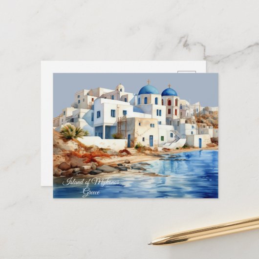 Carte Postale Île de Mykonos, Grèce (Devant/Arrière en situation)