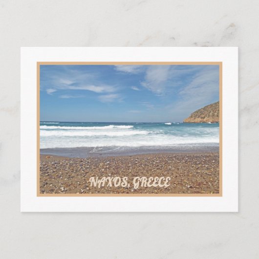 CARTE POSTALE ÎLE DE NAXOS, GRÈCE /VAGUES ROLL IN /PEBBLE BEACH (Devant)