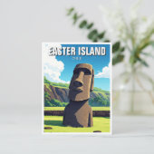 Carte Postale Île de Pâques Chili Moai Voyage (Debout devant)