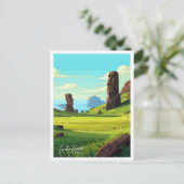 Carte Postale Ile de Pâques - illustration Vintage (Debout devant)