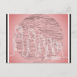 Carte Postale Île de Pâques Moai Statue Voyage rose