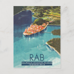 Carte Postale Île de Rab, Dalmatie, Croatie, affiche de voyage v