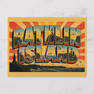 Carte Postale Île de Rathlin Irlande du Nord Art de voyage vinta