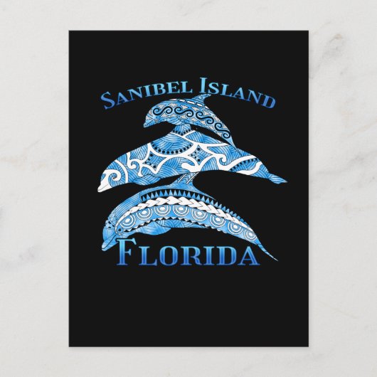 Carte Postale Île de Sanibel Floride Vacances Dauphins Tribaux (Devant)