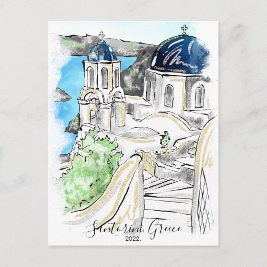 Carte Postale Île de Santorin Souvenirs d'été Grèce (Devant)