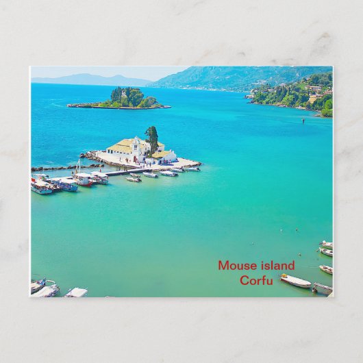 Carte Postale Île de souris sur Corfou, Grèce (Devant)