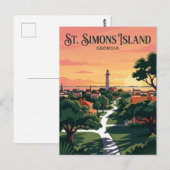 Carte Postale Île de St. Simons États-Unis (Devant / Derrière)