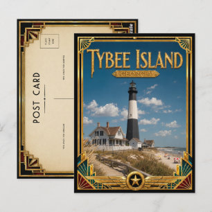 Carte Postale Île de Tybee Géorgie Art Déco Vintage Âge d'Or