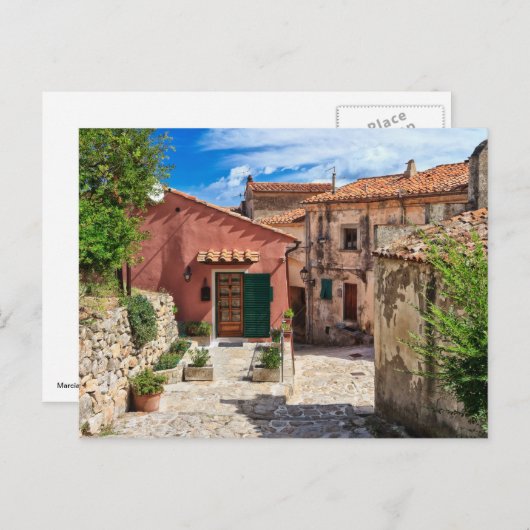 Carte Postale Île d'Elbe - vue sur Marciana (Devant / Derrière)